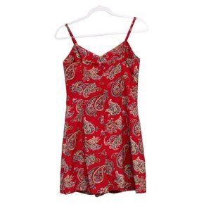 Y2K Express Mini Dress Romper Size 6 Colorful Paisley Retro Spaghetti Strap